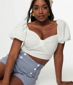 Collectif White Eyelet Amoura Crop Top Sale