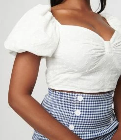 Collectif White Eyelet Amoura Crop Top Sale