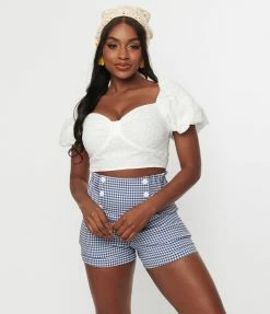 Collectif White Eyelet Amoura Crop Top Sale