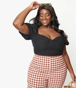 Sale Collectif Plus Size Black Eyelet Amoura Crop Top