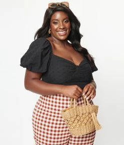 Sale Collectif Plus Size Black Eyelet Amoura Crop Top