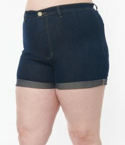 Collectif Plus Size Denim Lily Shorts Clothing