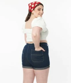 Collectif Plus Size Denim Lily Shorts Clothing