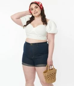 Collectif Plus Size Denim Lily Shorts Clothing