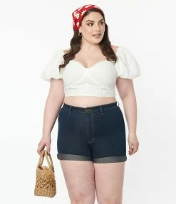 Collectif Plus Size Denim Lily Shorts Clothing