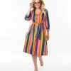 Collectif (Bright & Beautiful) Bright & Beautiful Rainbow Stripe Lauren Shirtdress