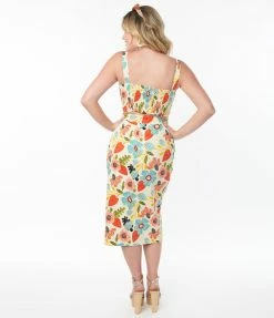 Collectif (Bright & Beautiful) Bright & Beautiful Strawberry & Floral Print Jayleen Pencil Skirt Sale