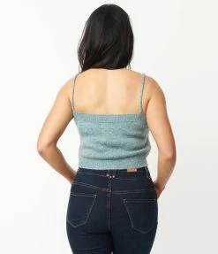 Listicle Sage & Flower Embroidered Crop Top & Cardigan Sweater Set