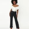 Honeypeach Black Button Wide Leg Pants Sale