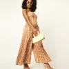 Storia Rust Orange & Beige Gingham Jumpsuit