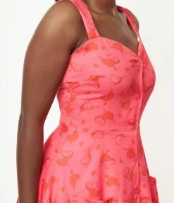 Silver Stop Inc. (Voodoo Vixen) Sale Voodoo Vixen Hot Pink Cupid Heart Gracie Swing Dress