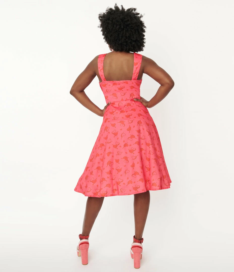 Silver Stop Inc. (Voodoo Vixen) Sale Voodoo Vixen Hot Pink Cupid Heart Gracie Swing Dress
