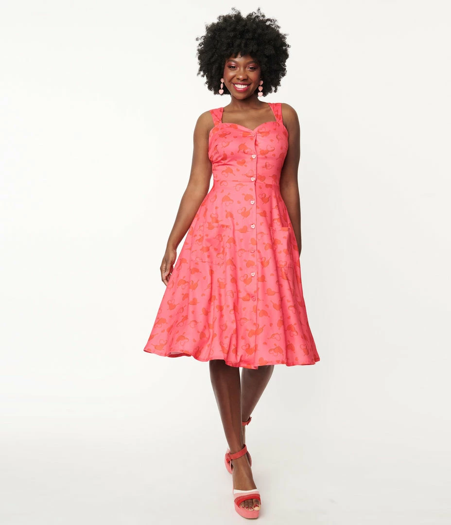 Silver Stop Inc. (Voodoo Vixen) Sale Voodoo Vixen Hot Pink Cupid Heart Gracie Swing Dress