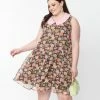 Smak Parlour Plus Size Brown & Pink Tulip Print Mini Dress Sale