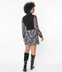 Sale Smak Parlour Purple & Spiderweb Print Mini Skirt