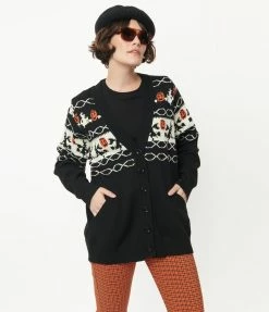 Clothing Unique Vintage Halloween Fair Isle Button Cardigan