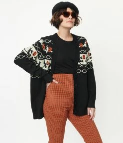 Clothing Unique Vintage Halloween Fair Isle Button Cardigan