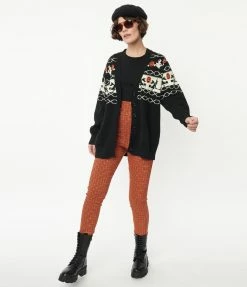Clothing Unique Vintage Halloween Fair Isle Button Cardigan