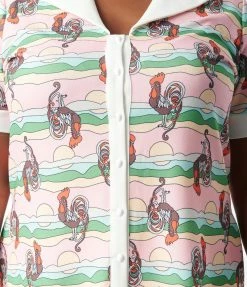 Smak Parlour Plus Size Groovy Rooster Print Mini Shirt Dress