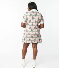Smak Parlour Plus Size Groovy Rooster Print Mini Shirt Dress