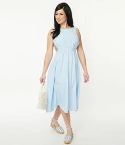 Pink Ripple Sale Light Blue Open Back Midi Dress