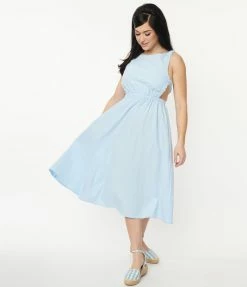 Pink Ripple Sale Light Blue Open Back Midi Dress