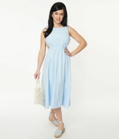 Pink Ripple Sale Light Blue Open Back Midi Dress