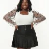 Lette Plus Size White Polka Dot Sheer Sleeve Top