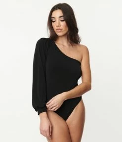 Lette Sale Black One Sleeve Bodysuit