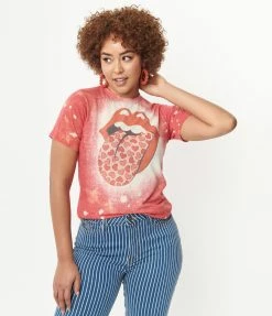 Wandering Owl Designs Sale Red Lips Bleached Unisex Graphic Tee