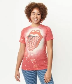 Wandering Owl Designs Sale Red Lips Bleached Unisex Graphic Tee