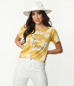 Wandering Owl Designs Blow Me Dandelion Tie Dye Fitted Graphic Tee