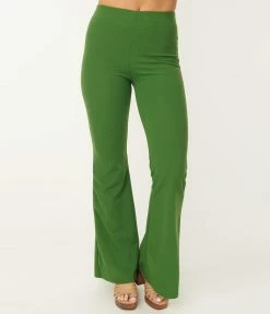Pink Ripple Sale Green Flare Pants