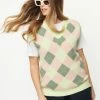 Pink Ripple Mauve & Green Fuzzy Argyle Pattern Sweater Vest Sale