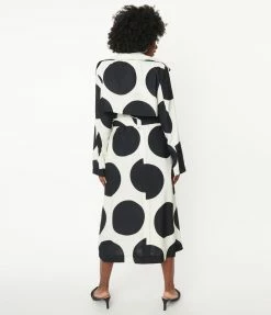 Pink Ripple Ivory & Black Big Polka Dot Long Jacket