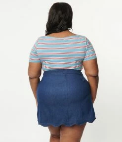 Lifestyle Group (UK) Ltd Plus Size Blue & Red Striped Top