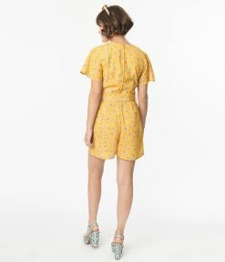 SHEEN Clothing Ltd Yellow & White Floral Print Cora Romper Sale