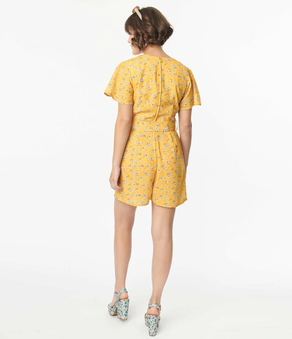 SHEEN Clothing Ltd Yellow & White Floral Print Cora Romper Sale