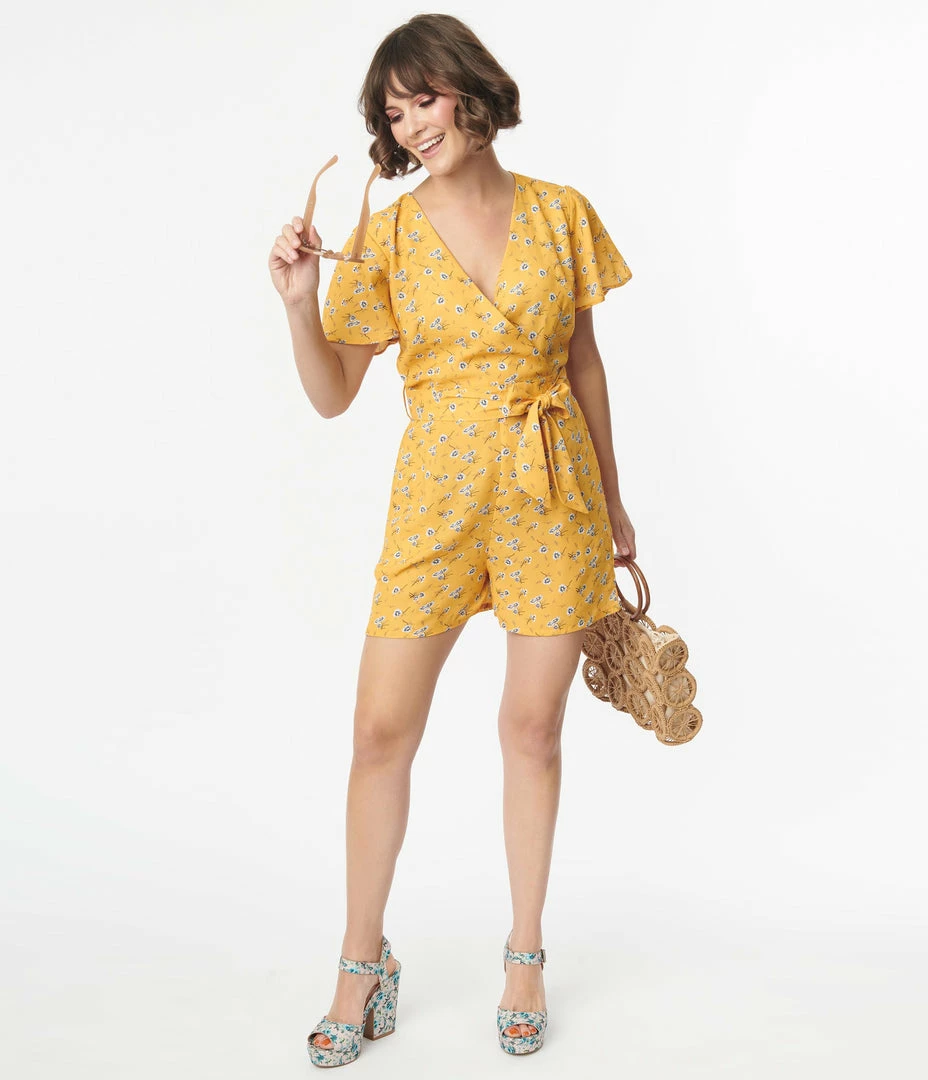 SHEEN Clothing Ltd Yellow & White Floral Print Cora Romper Sale