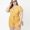 SHEEN Clothing Ltd Plus Size Yellow & White Floral Print Cora Romper