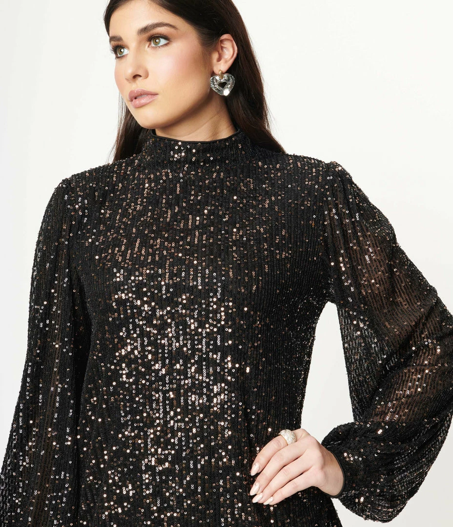 Dress Forum Black & Gold Sequin Mini Dress
