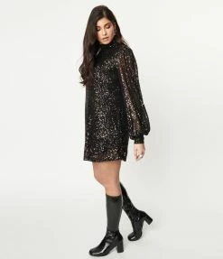 Dress Forum Black & Gold Sequin Mini Dress