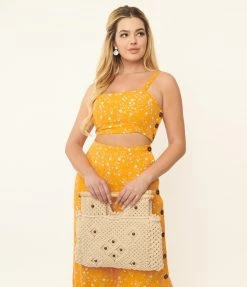 Endless Blu Orange & White Floral Crop Top