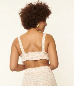 Endless Blu Sale Ivory & Coral Berries Print Crop Top