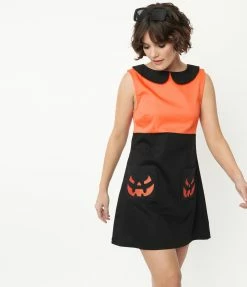 Sale Smak Parlour Black & Orange Pumpkin Power Mini Dress