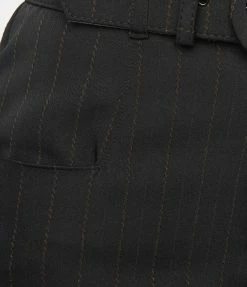 Clothing Unique Vintage Black Twill Stripe Ginger Capri Pants