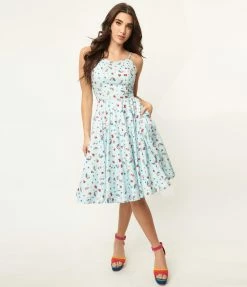 Magnolia Place Light Blue Magical Charm Print Ray Swing Dress Sale