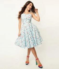 Magnolia Place Light Blue Magical Charm Print Ray Swing Dress Sale