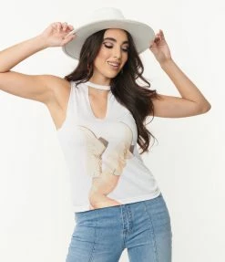 Gina Tees White Boots & Keyhole Graphic Tank