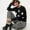Dessin Studio Sale Black & Daisy Patches Knit Sweater
